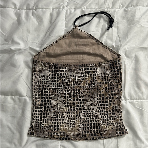 Vintage Y2K Express Animal Print Halter Top - Picture 2 of 8